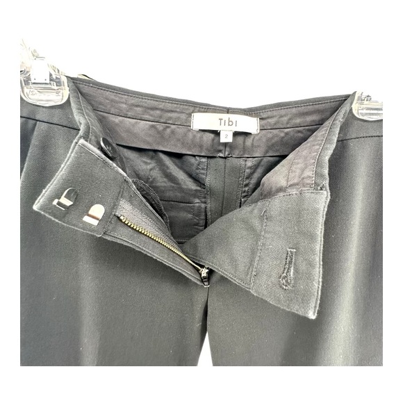 Tibi Women’s 2 Black Dress Pants Zip Office Career Trouser Flat Front - Picture 3 of 14